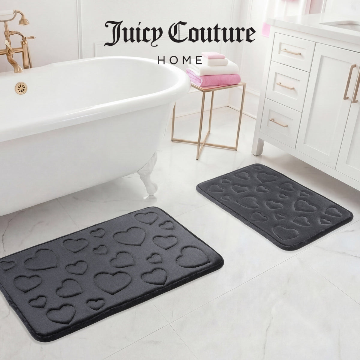 Glam Quilted Memory Foam Bath Mat 2-Piece Set