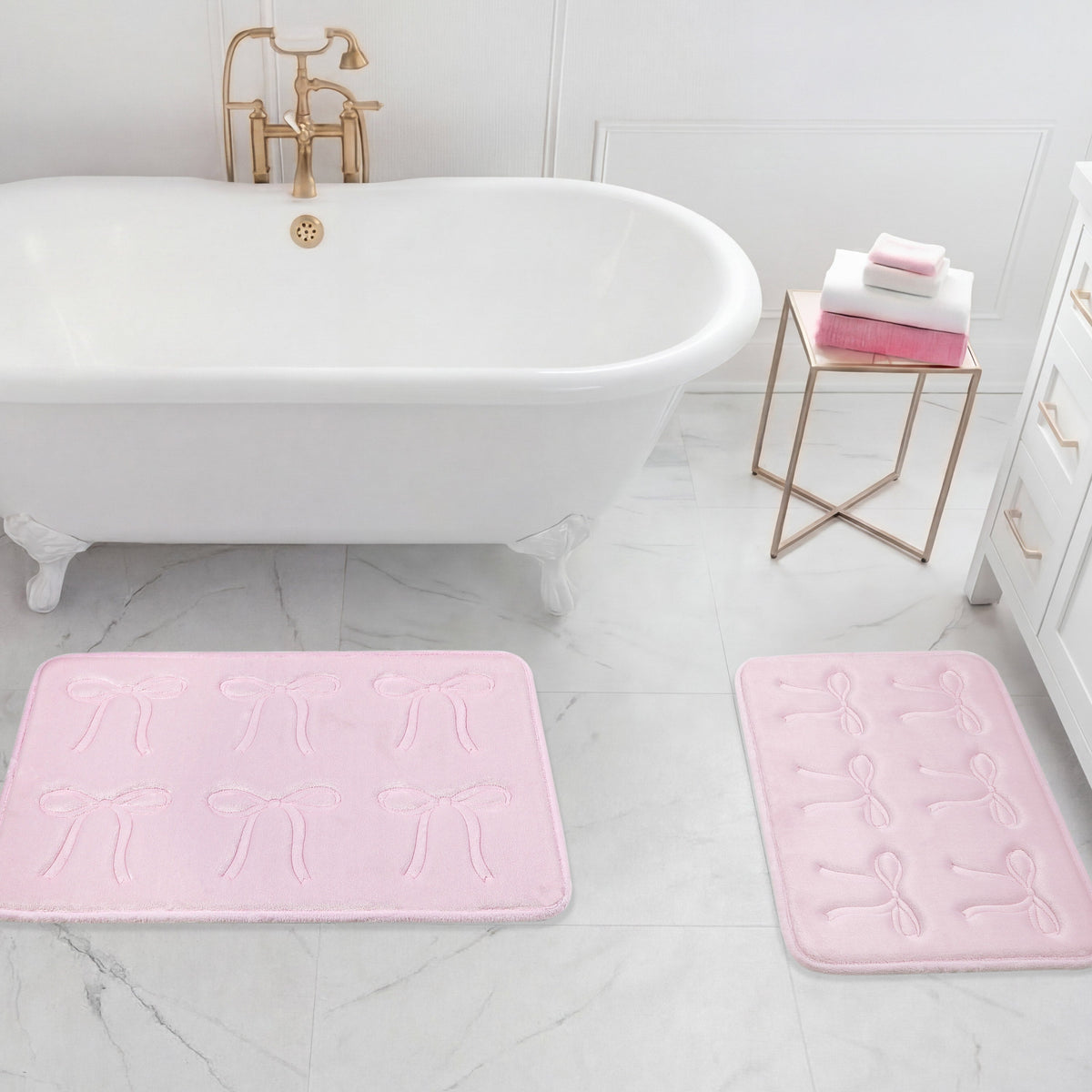 Glam Quilted Memory Foam Bath Mat 2-Piece Set