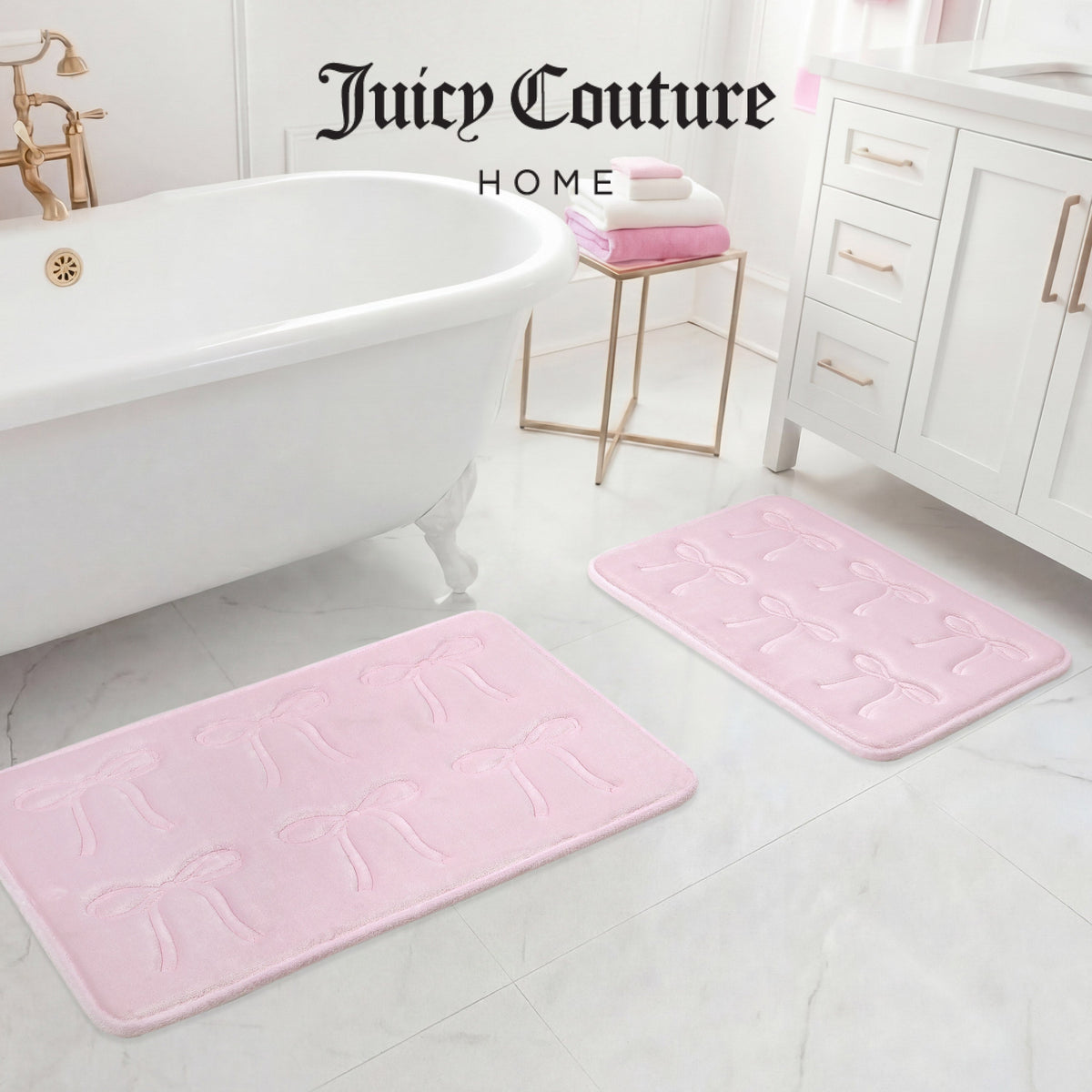 Glam Quilted Memory Foam Bath Mat 2-Piece Set