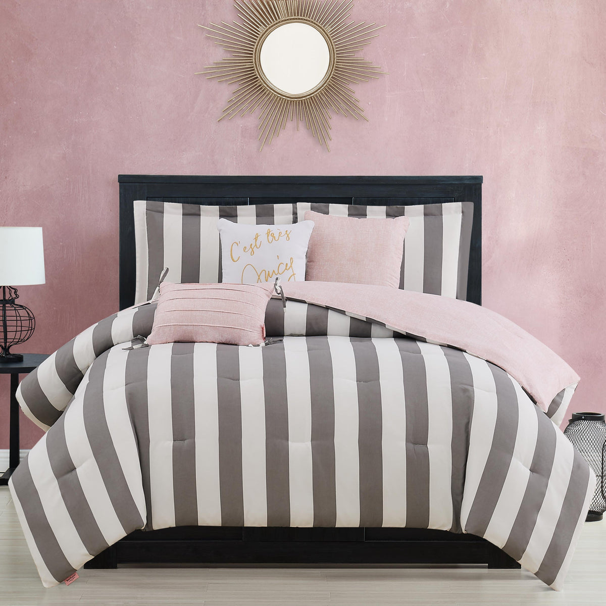 Glam Cabana Striped Reversible Comforter Set