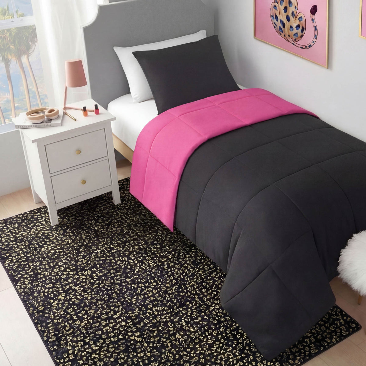 Glam Metallic Leopard Plush Rug 4 x 6