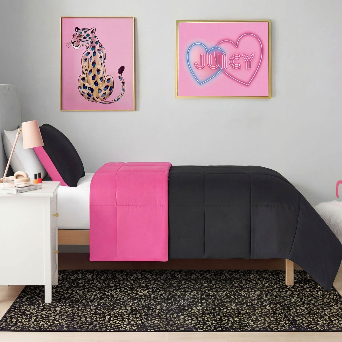 Glam Metallic Leopard Plush Rug 4 x 6