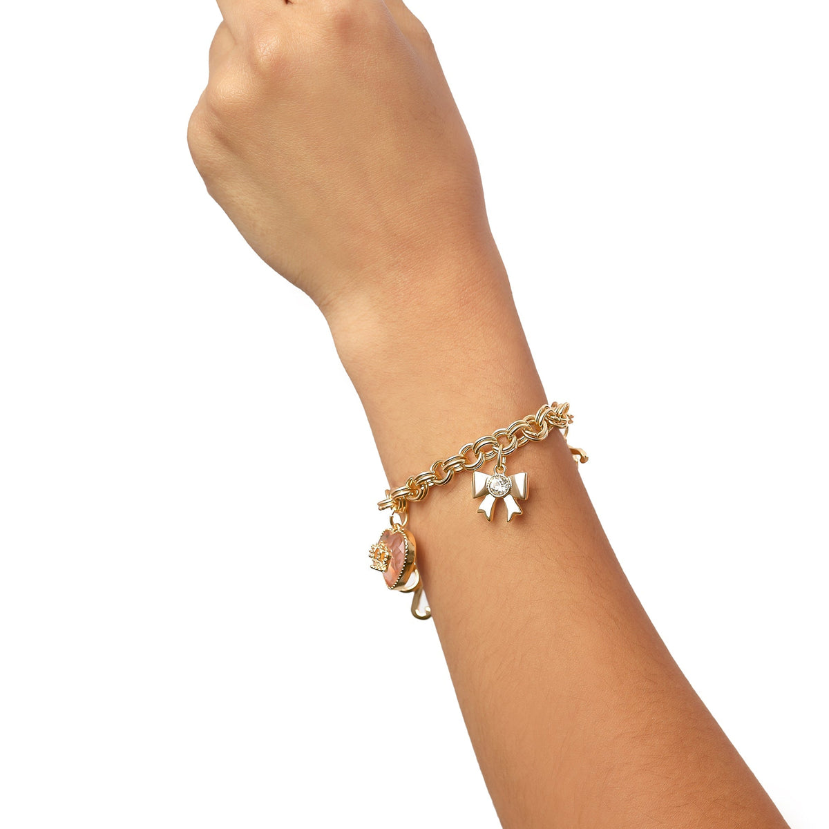 Glam Charm Bracelet with Bow and Pave Details