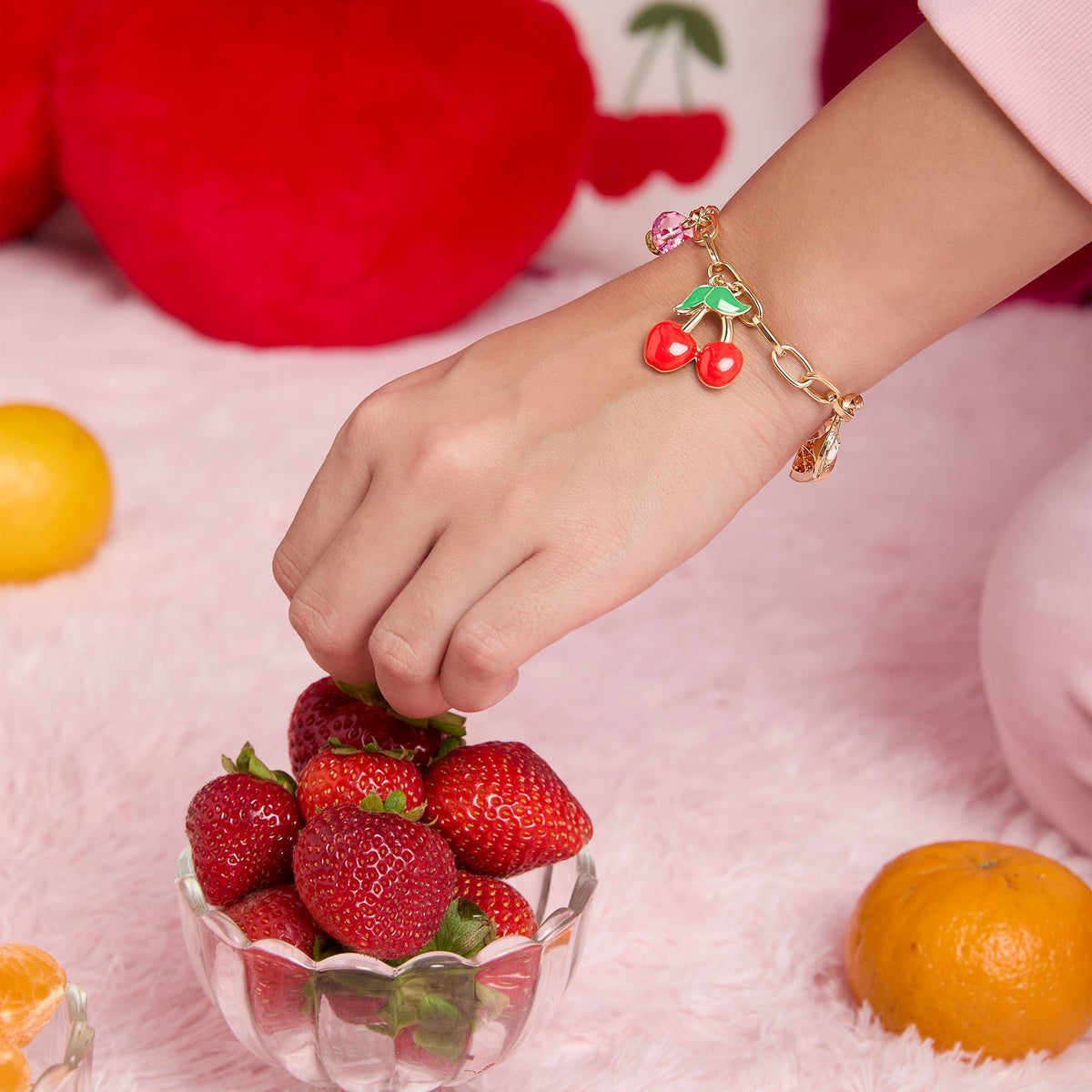 Glam Cherry & Fruit Charm Bracelet