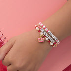 Glam Kids Crown Charm 3 Piece Stretch Beaded Bracelet Set