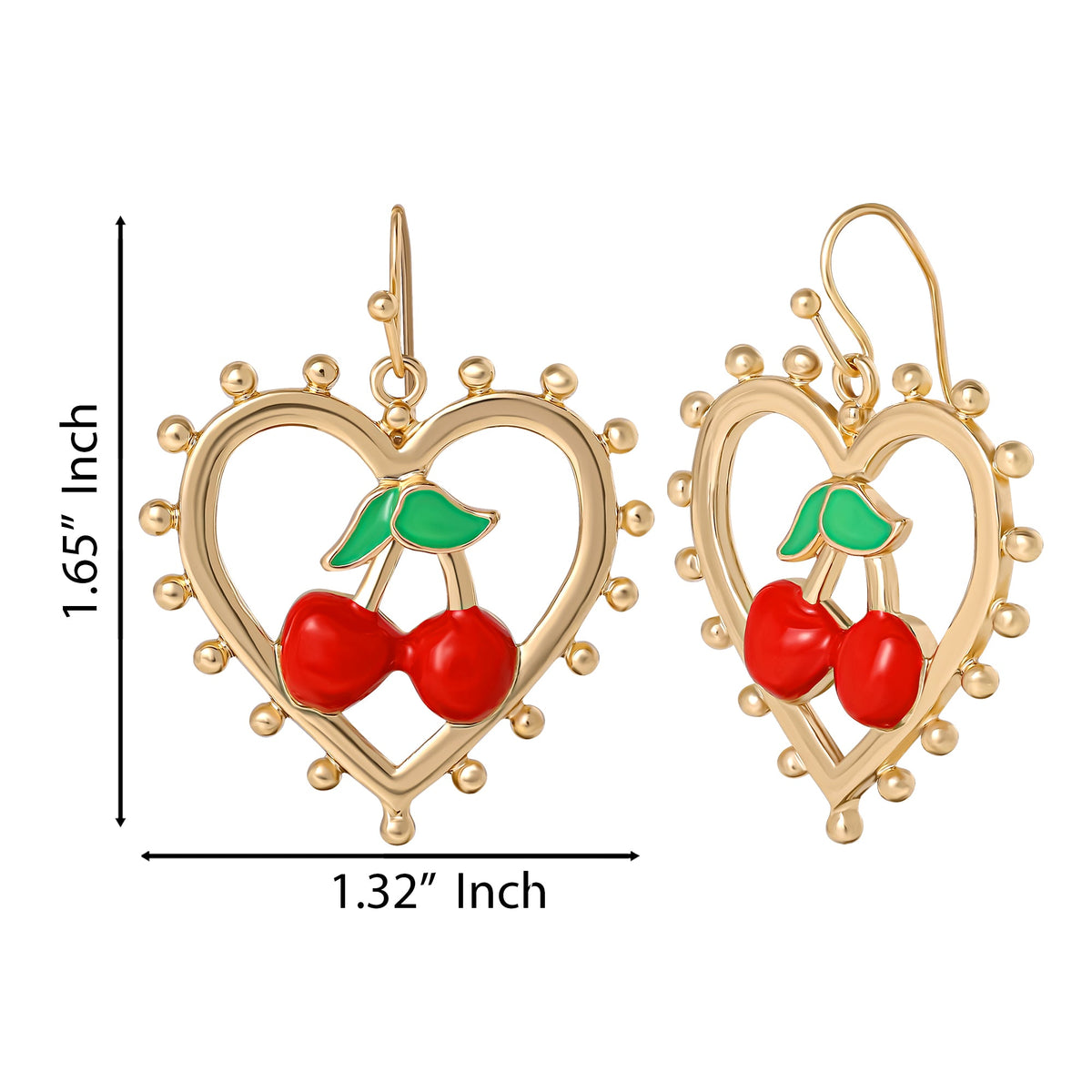 Glam Cherry Heart Drop Earrings