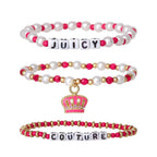 Glam Kids Crown Charm 3 Piece Stretch Beaded Bracelet Set