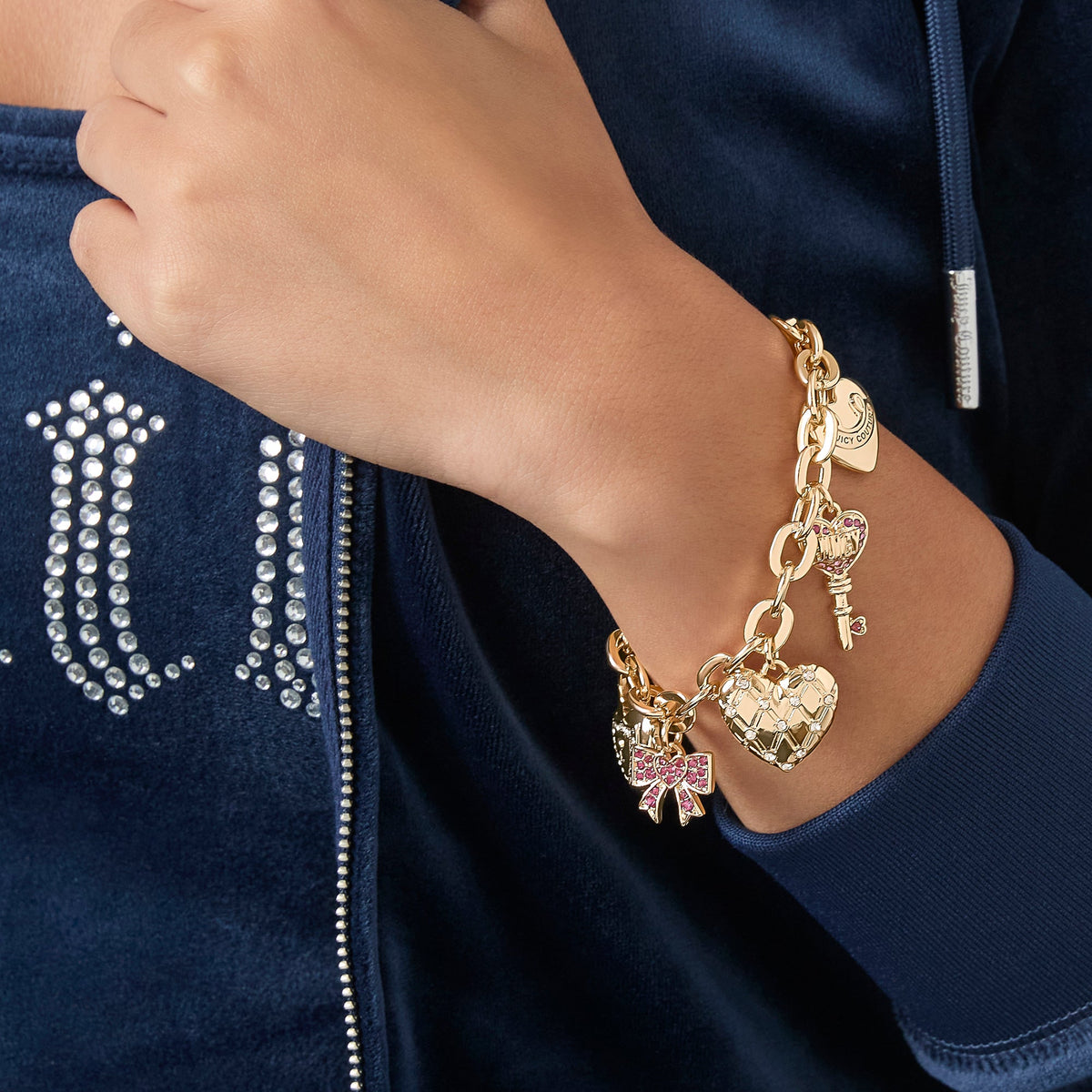 Glam Heart & Key Charm Bracelet