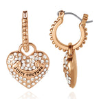 Glam Heart Charm Hoop Earrings with Crystal Accents