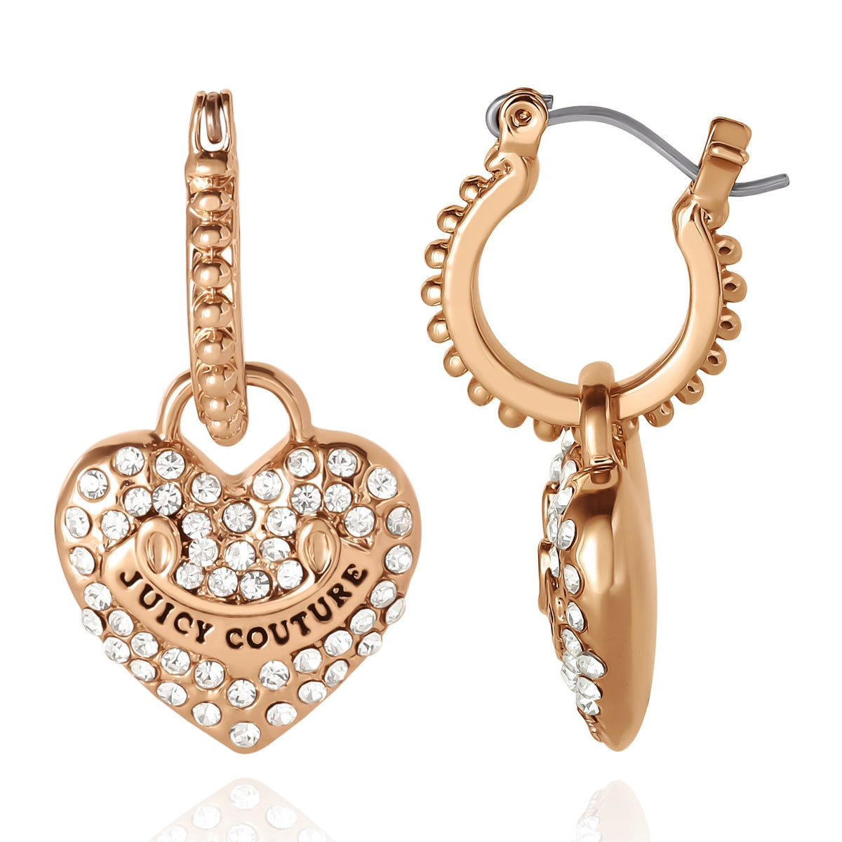 Glam Heart Charm Hoop Earrings with Crystal Accents