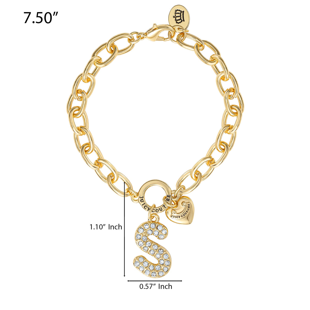 Glam Pavé Initial Charm Bracelet Letter S