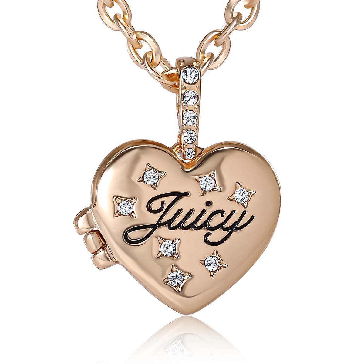 Glam Crystal Heart Locket Pendant Necklace