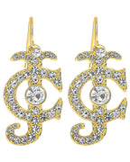 Glam Rhinestone Logo Drop Earrings
