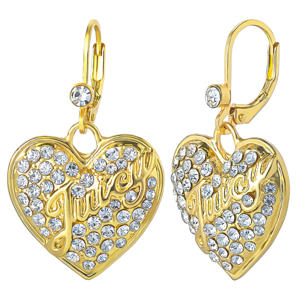 Glam Crystal Heart Charm Dangle Earrings