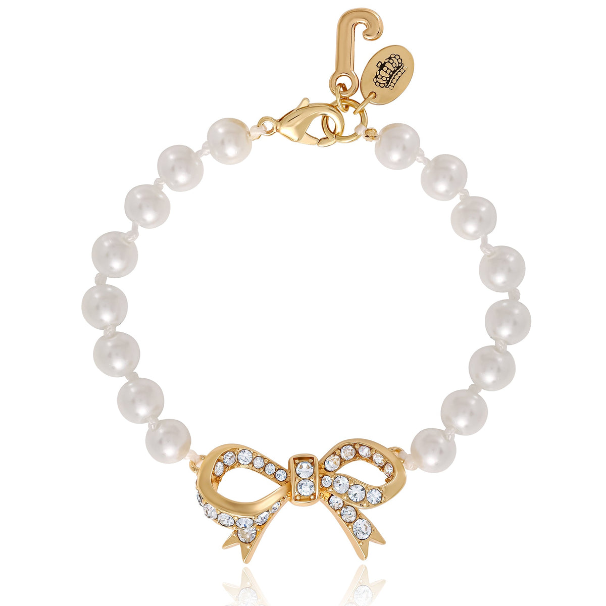 Glam Pearl Bracelet with Pave Bow