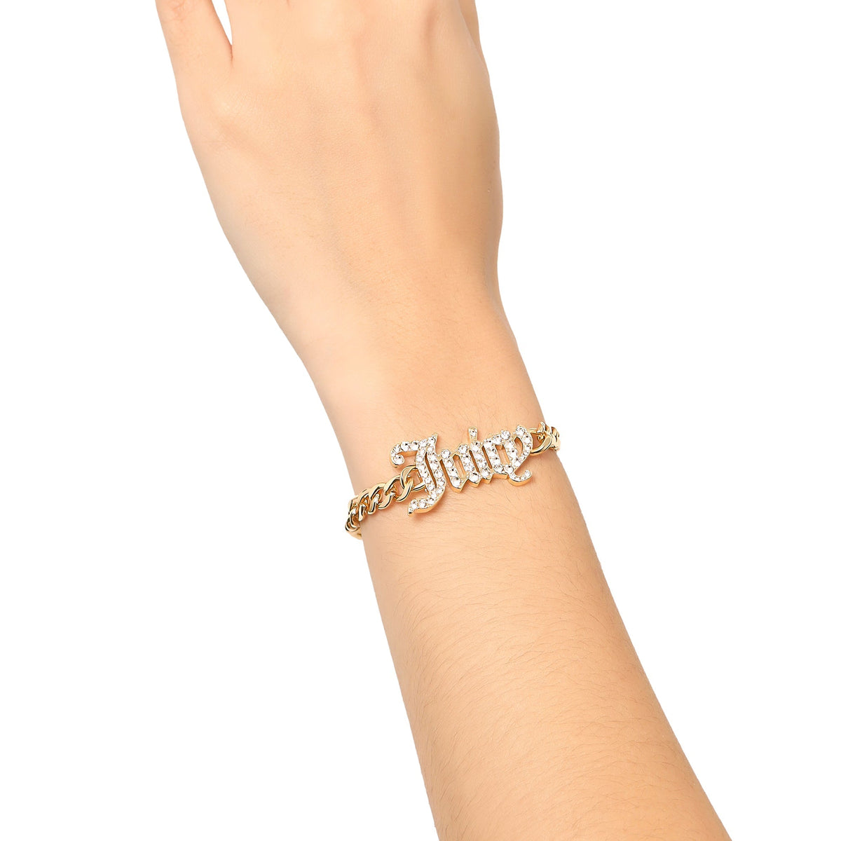 Glam Juicy Script Crystal Chain Bracelet