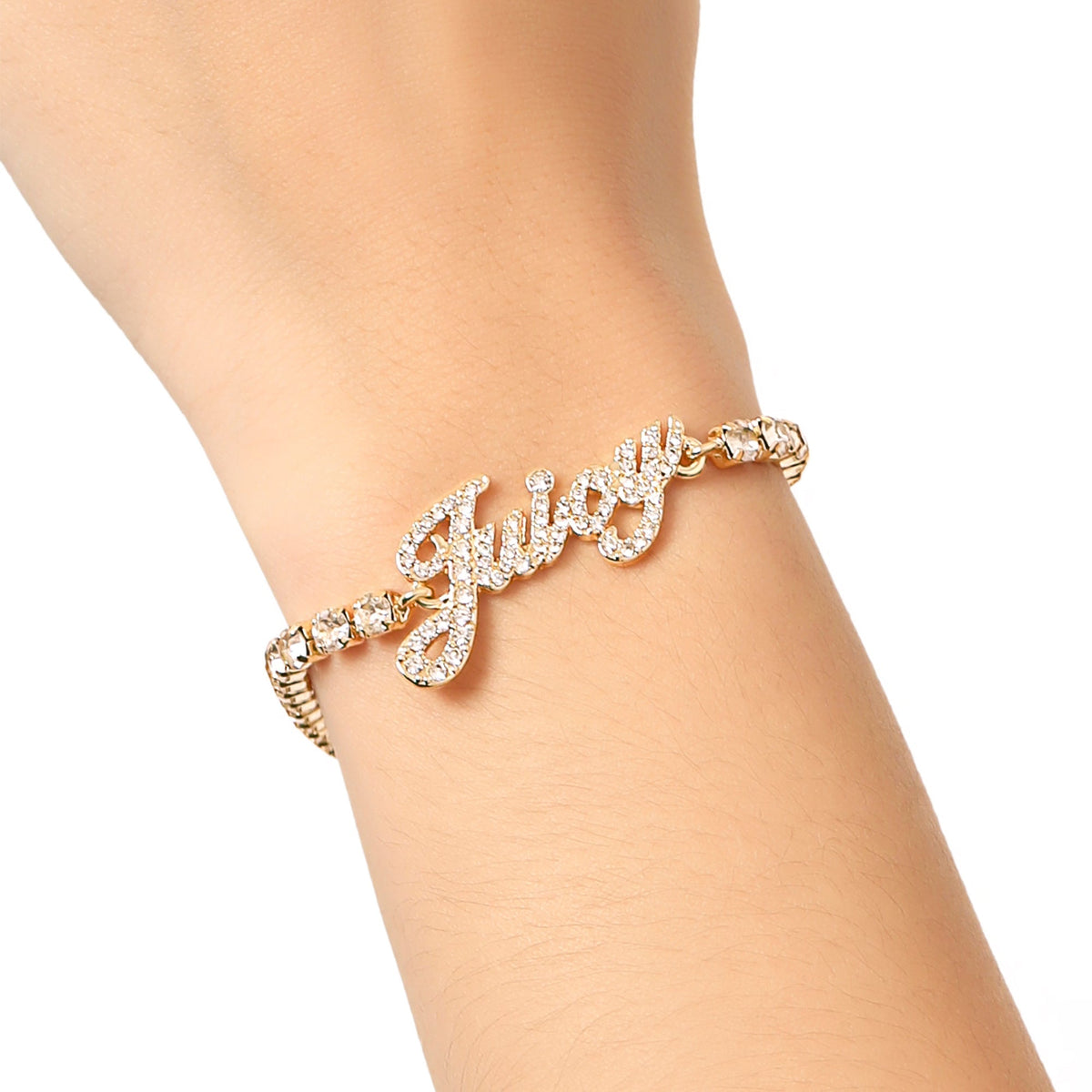 Glam Juicy Script Crystal Tennis Bracelet