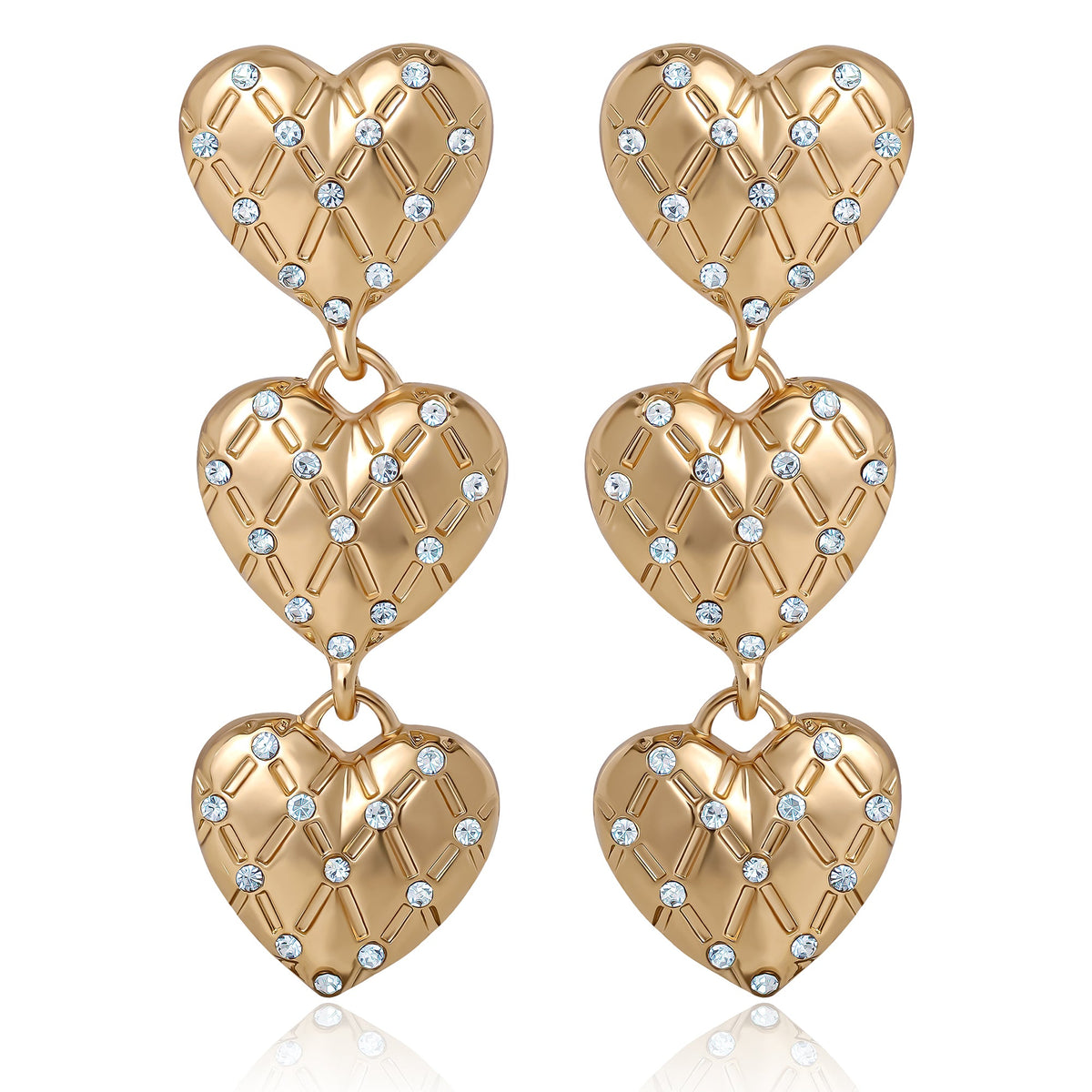 Glam Triple Heart Drop Earrings