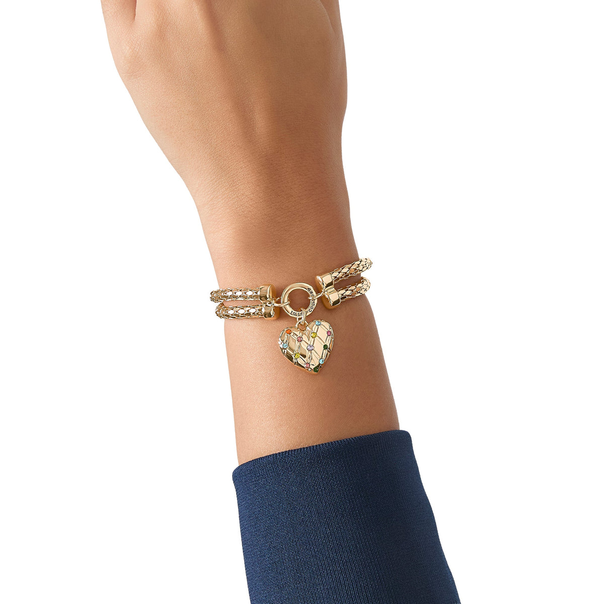 Glam Double Chain Heart Padlock Bracelet