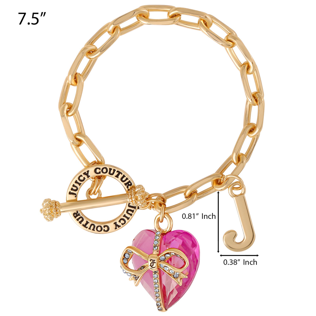 Glam Heart Stone & J Charm Bracelet