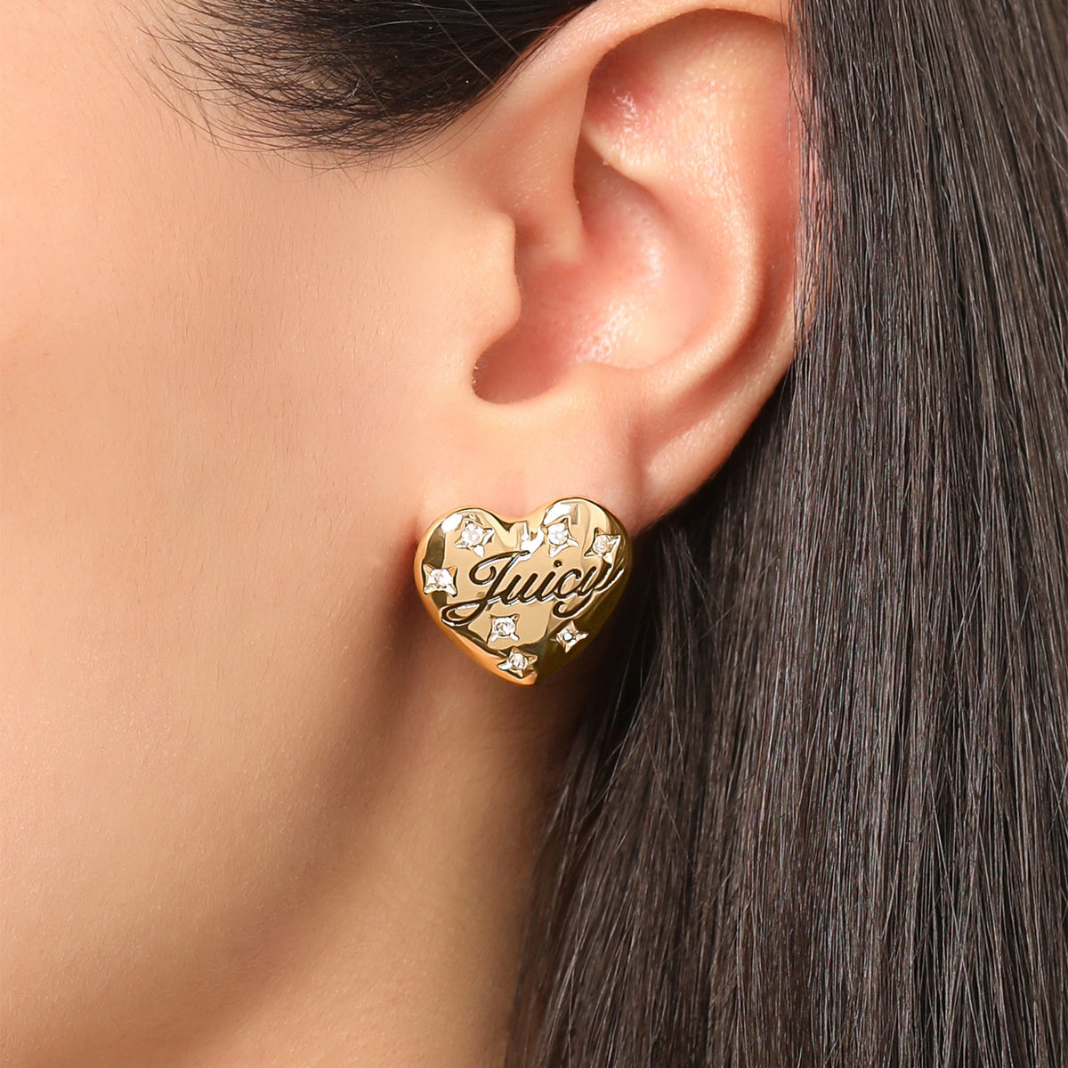 Glam Juicy Crystal-Embellished Heart Stud Earrings