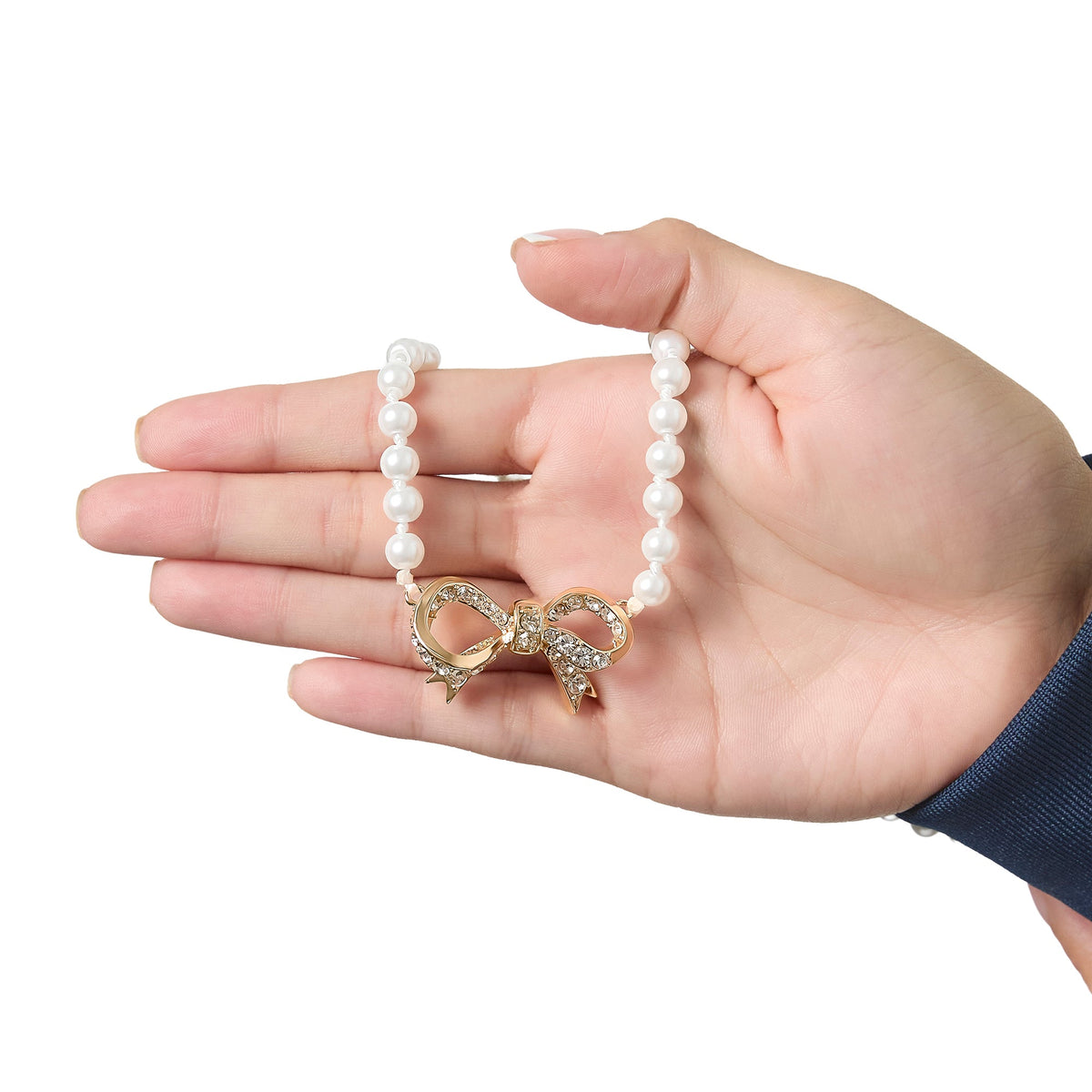 Glam Pearl Bracelet with Pave Bow
