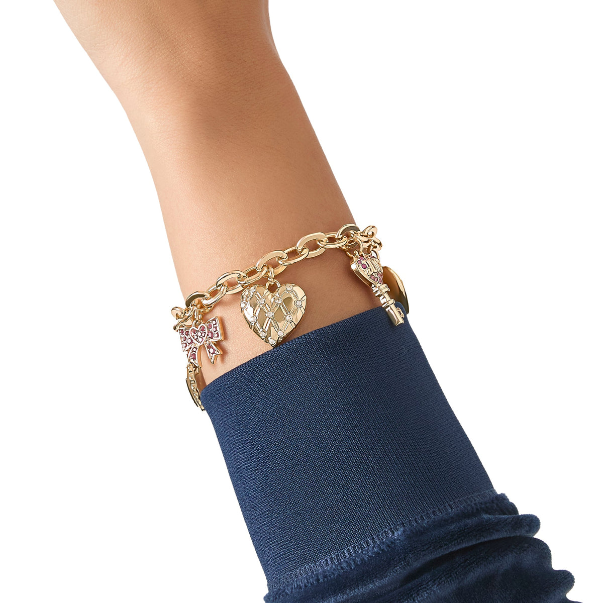Glam Heart & Key Charm Bracelet