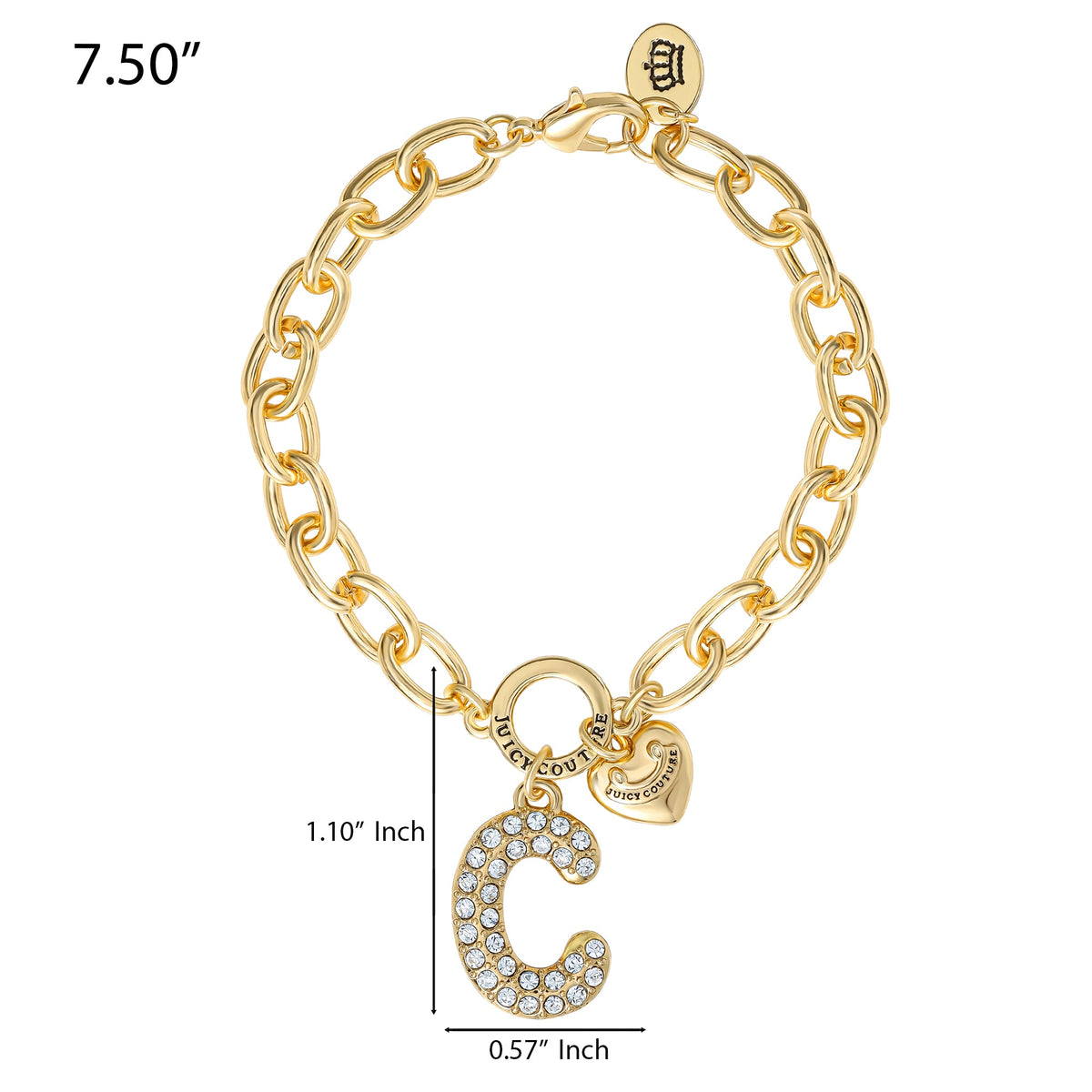 Glam Pavé Initial Charm Bracelet Letter C