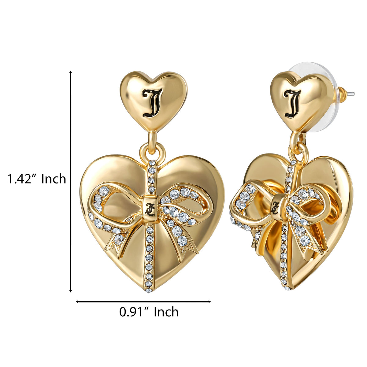 Glam Quilted DoubleHeart Drop Earrings