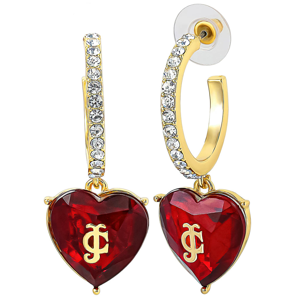 Glam Heart Charm Hoop Earrings