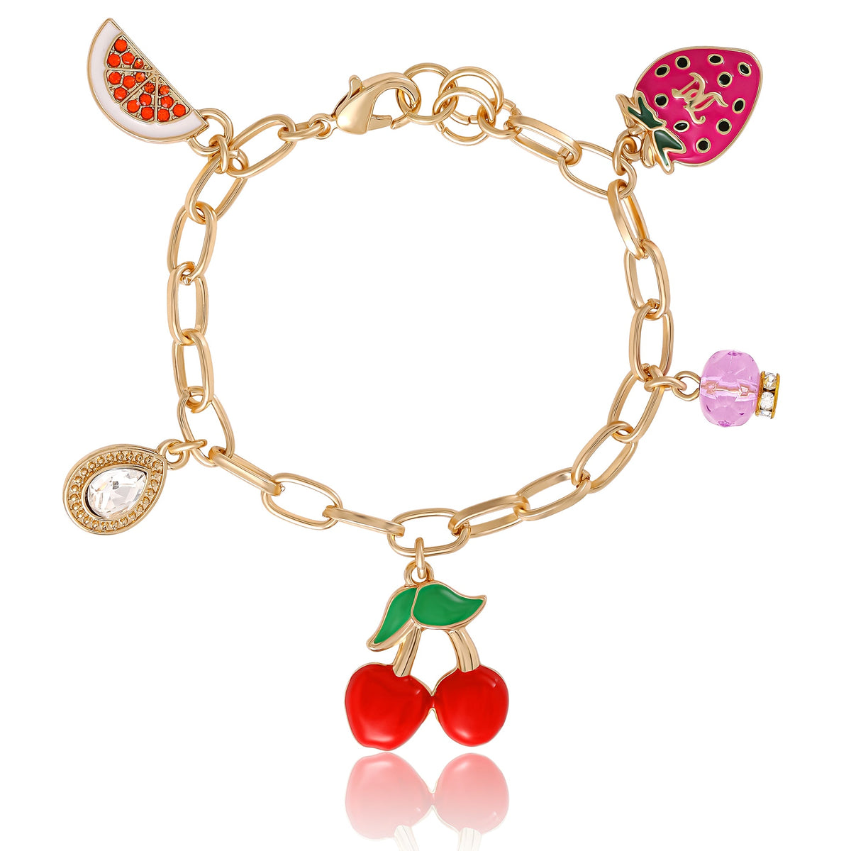 Glam Cherry & Fruit Charm Bracelet