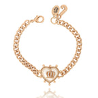 Glam Crown Heart Charm Chain Bracelet