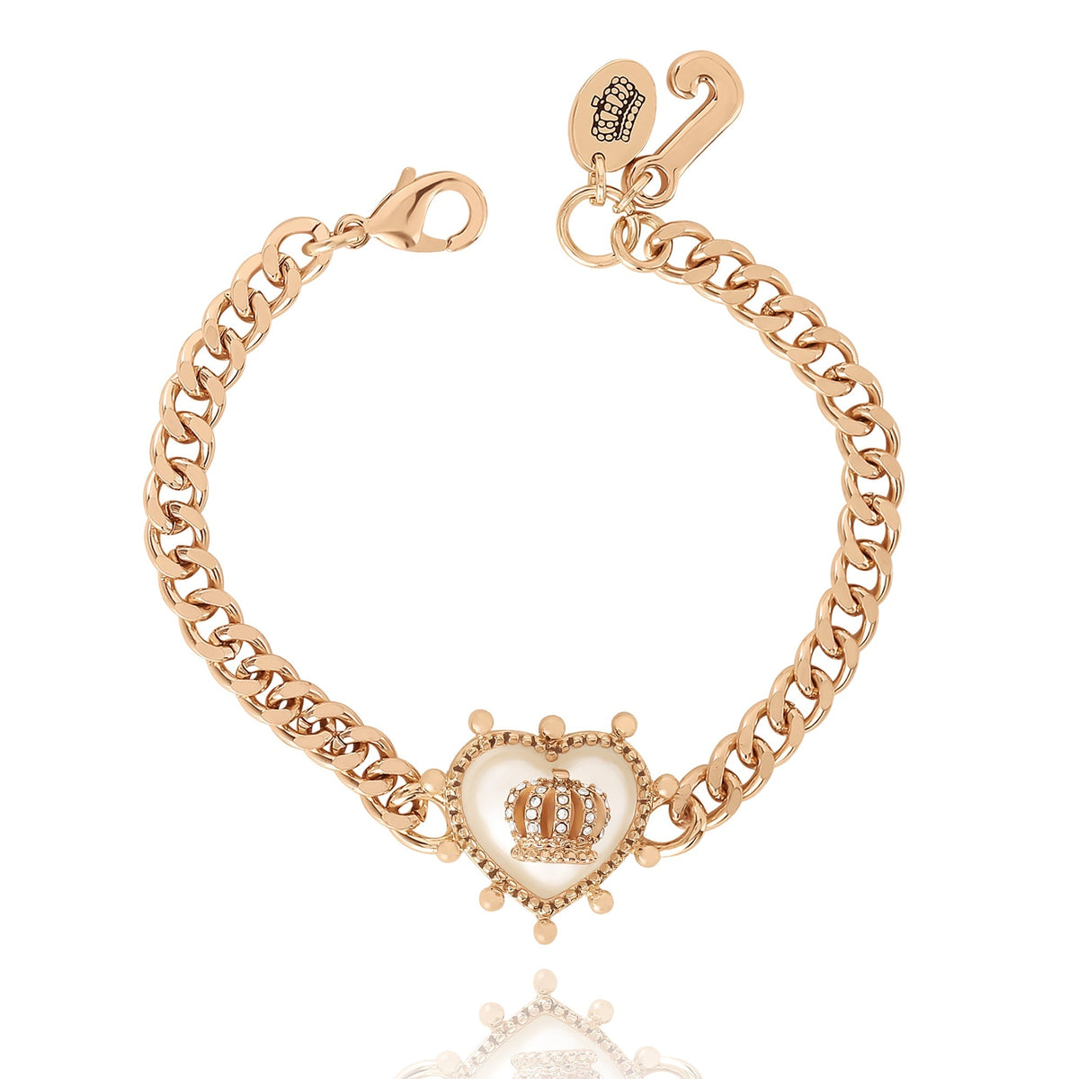 Glam Crown Heart Charm Chain Bracelet