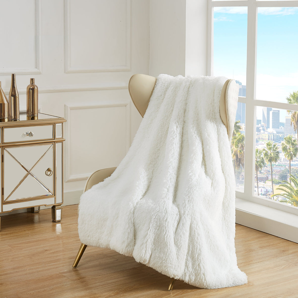 Glam Shaggy Faux Fur Plush Blanket