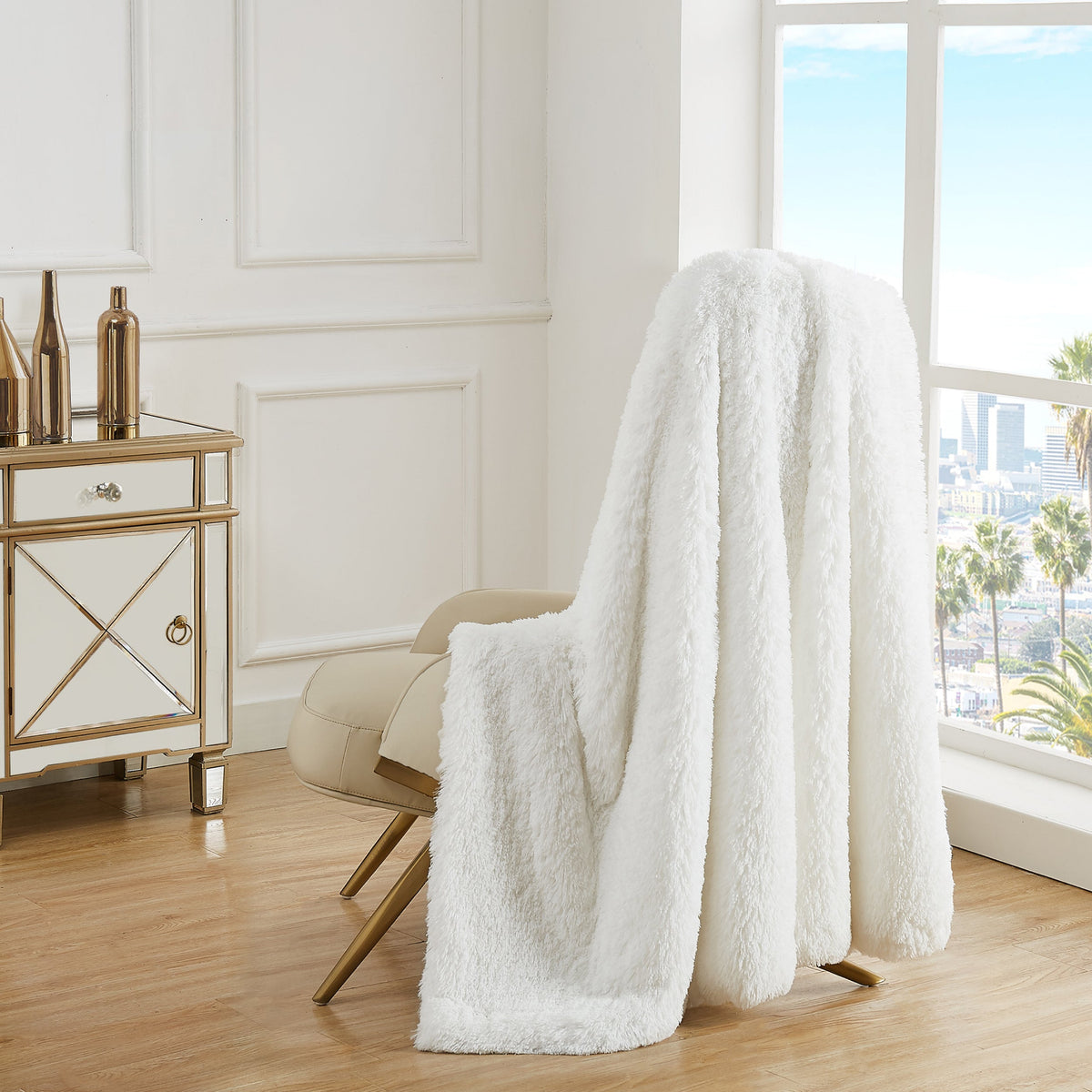 Glam Shaggy Faux Fur Plush Blanket