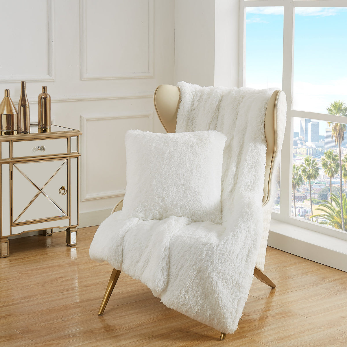 Glam Shaggy Faux Fur Plush Blanket