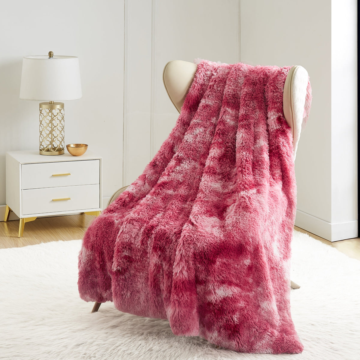 Glam Shaggy Faux Fur Plush Blanket