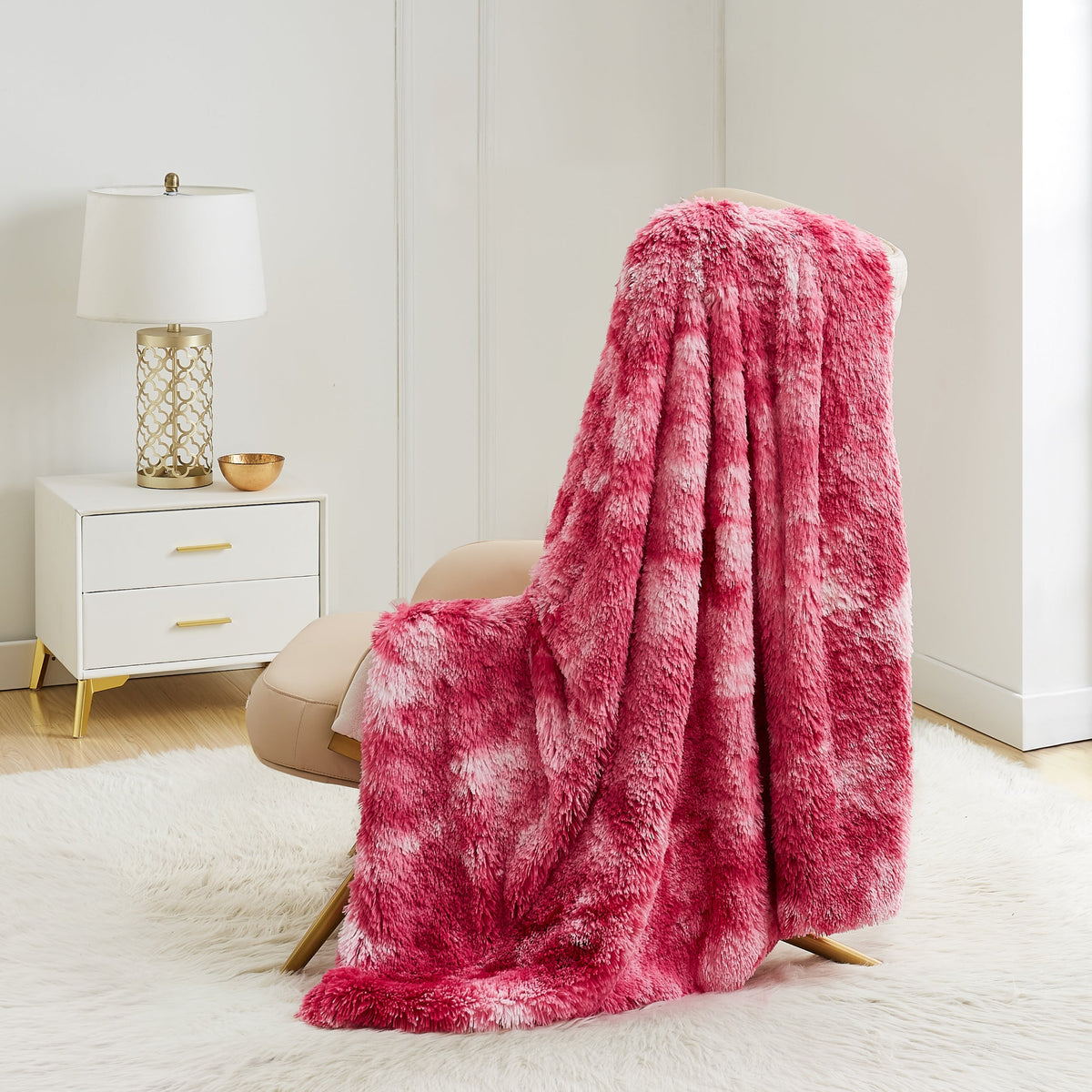 Glam Shaggy Faux Fur Plush Blanket
