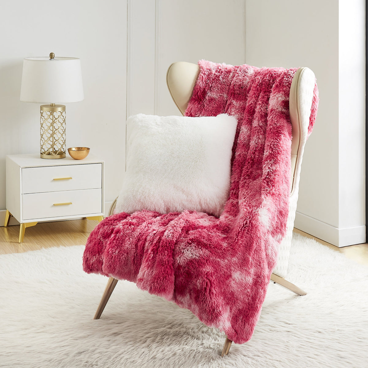 Glam Shaggy Faux Fur Plush Blanket
