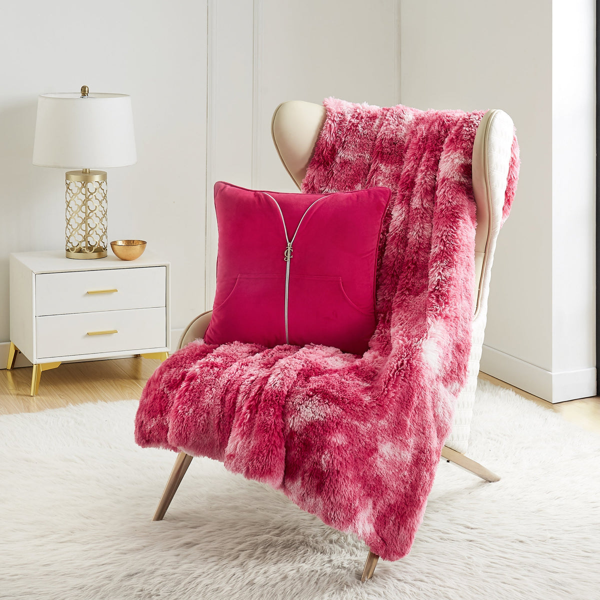 Glam Shaggy Faux Fur Plush Blanket