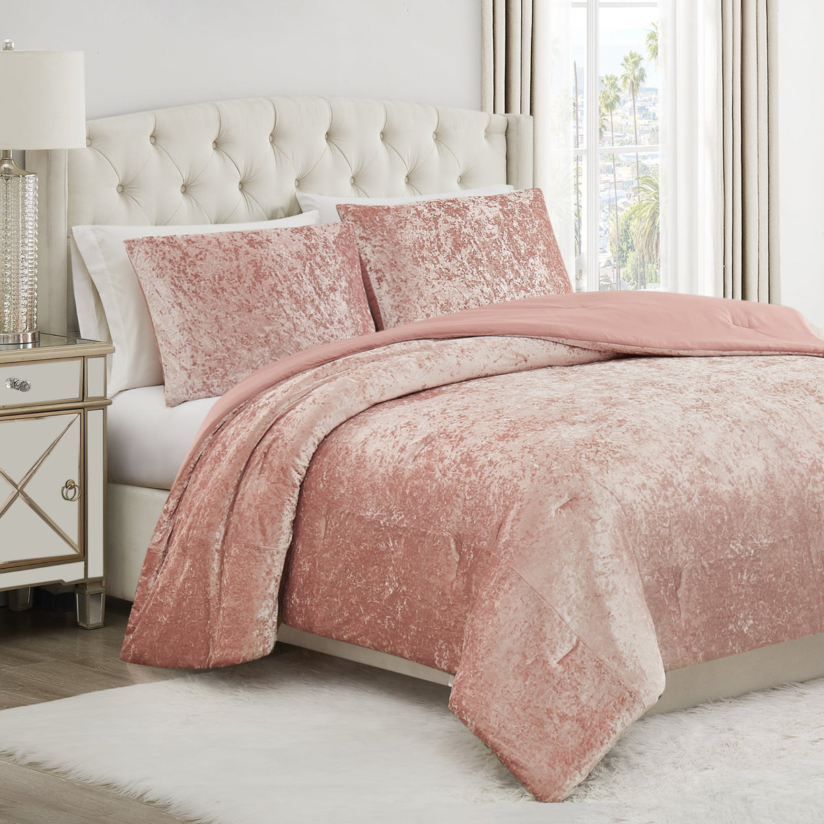 Glam Crushed Velvet Comforter Set