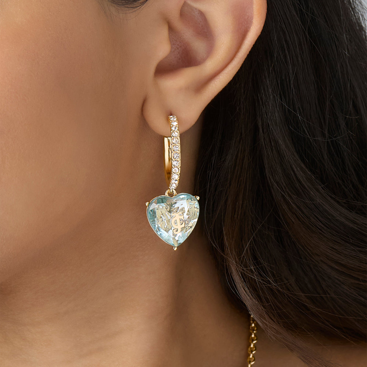 Glam Heart Charm Hoop Earrings