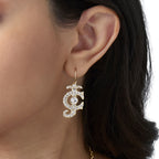 Glam Rhinestone Logo Drop Earrings