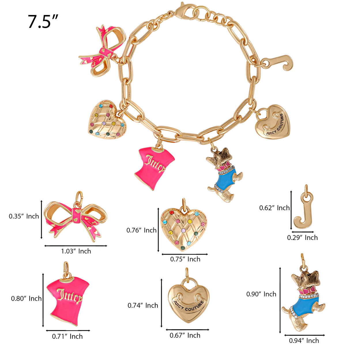 Glam Pink and Gold Charm Bracelet