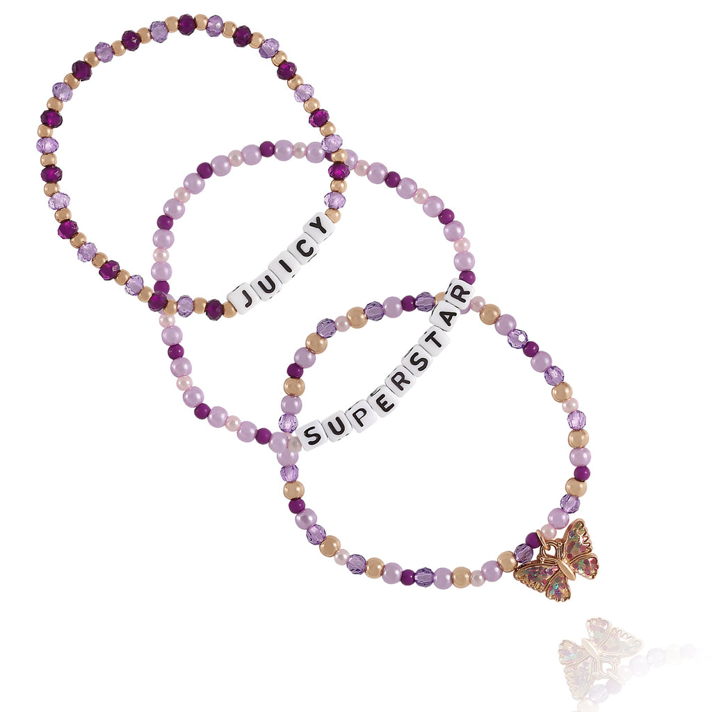 Glam Kids Choose Juicy Superstar 3 Piece Stretch Beaded Bracelet Set