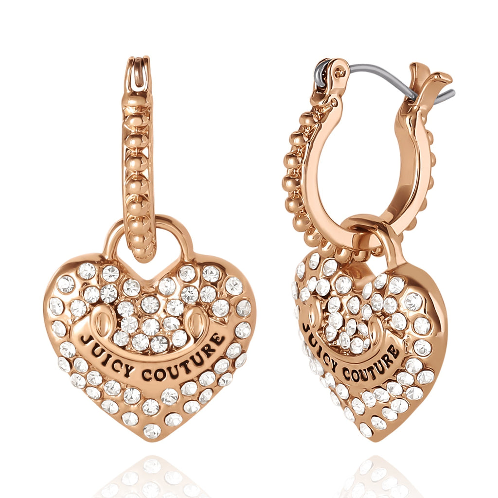 Glam Heart Charm Hoop Earrings with Crystal Accents