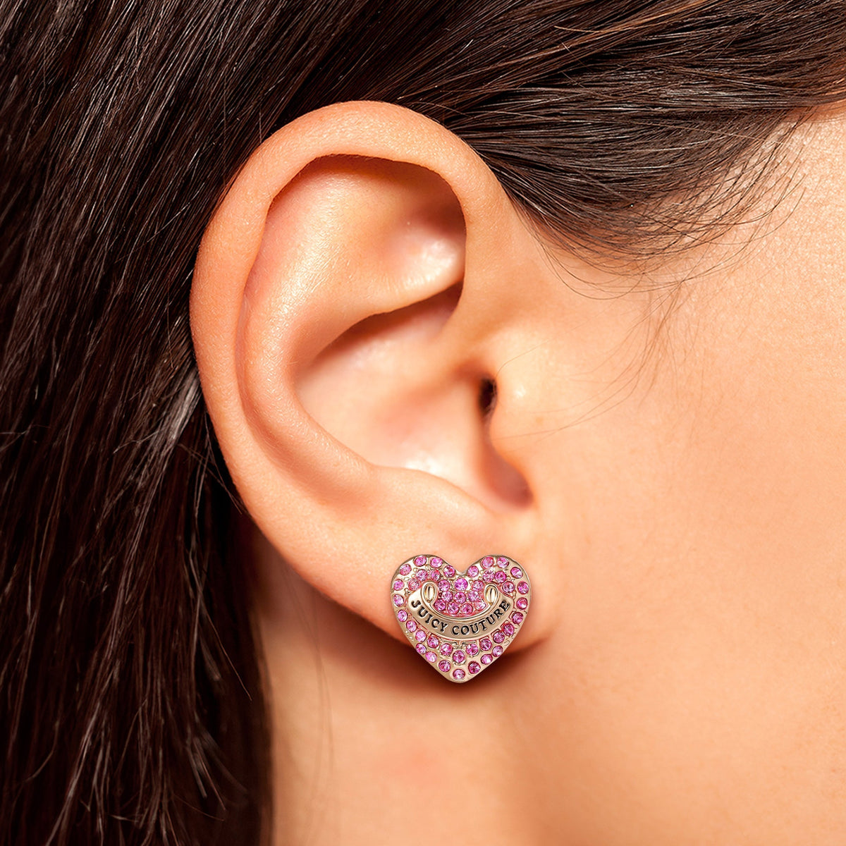 Glam Heart Stud Earrings with Crystal Accents