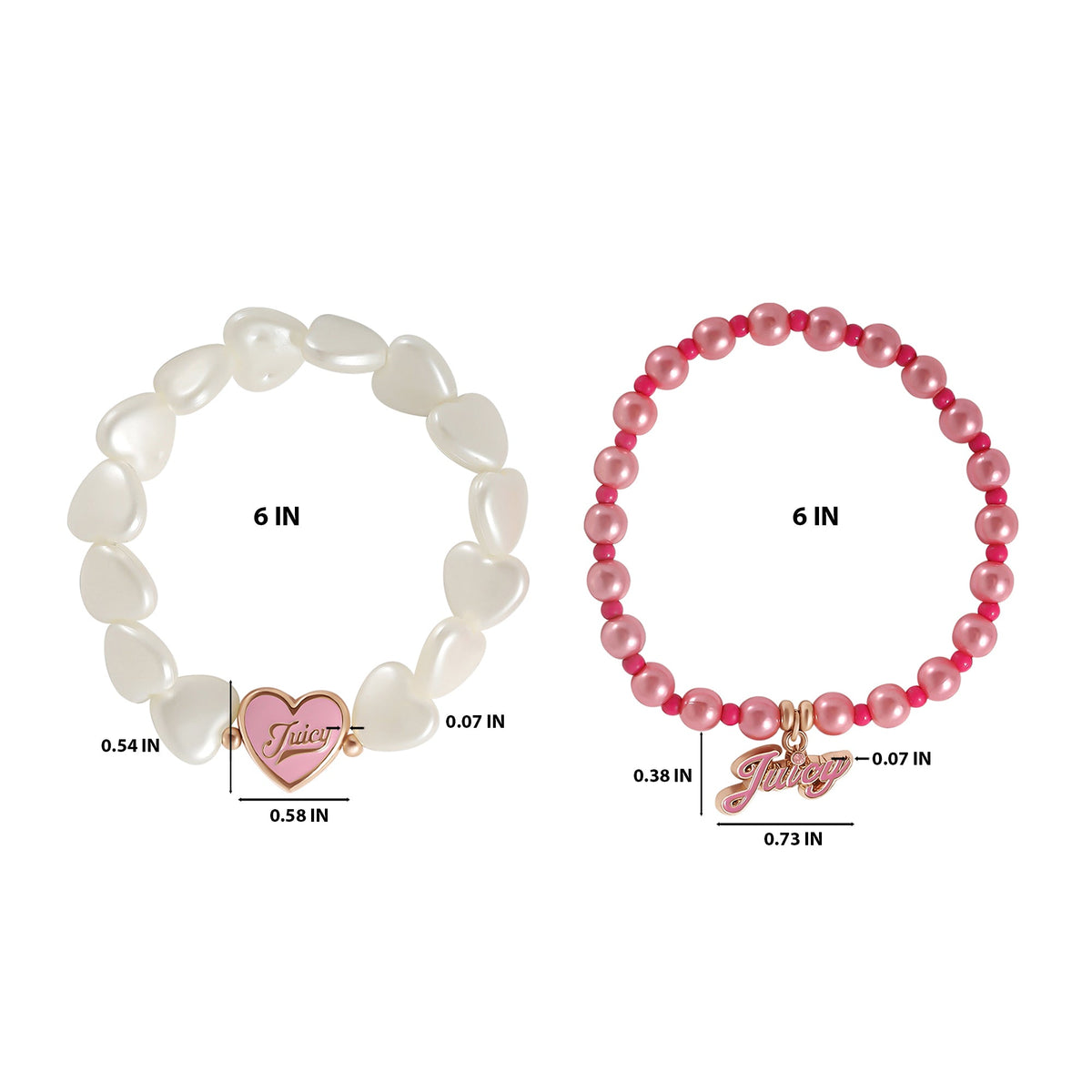 Glam Kids Choose Juicy Heart Charm 2 Piece Bracelet Duo