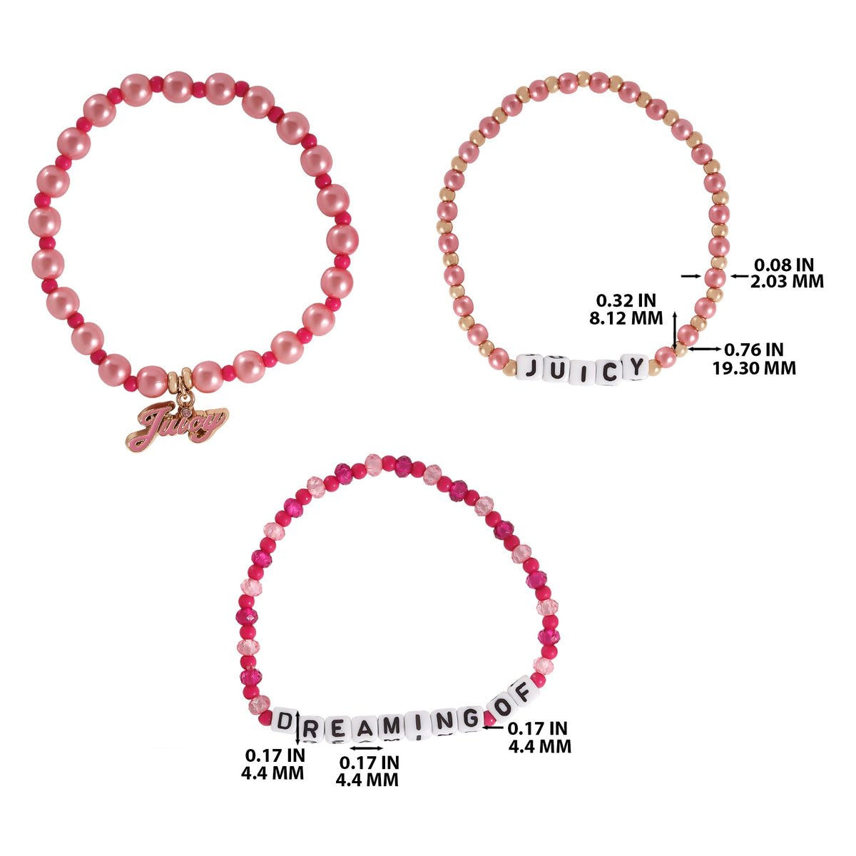 Glam Kids Dreaming of Juicy 3 Piece Stretch Beaded Bracelet Set