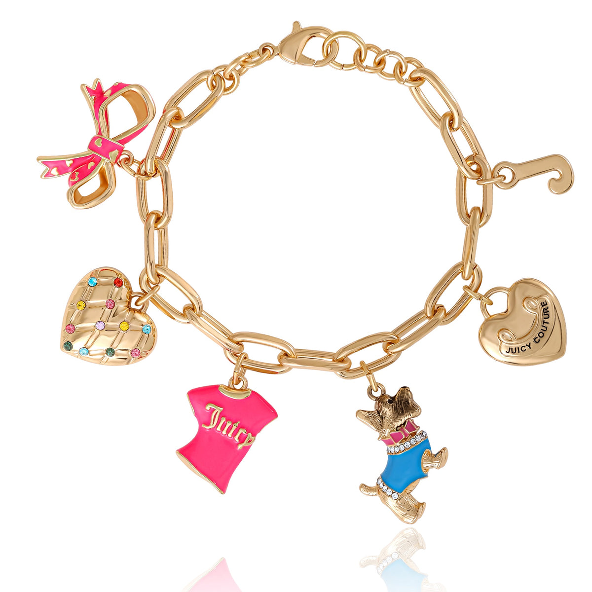 Glam Pink and Gold Charm Bracelet
